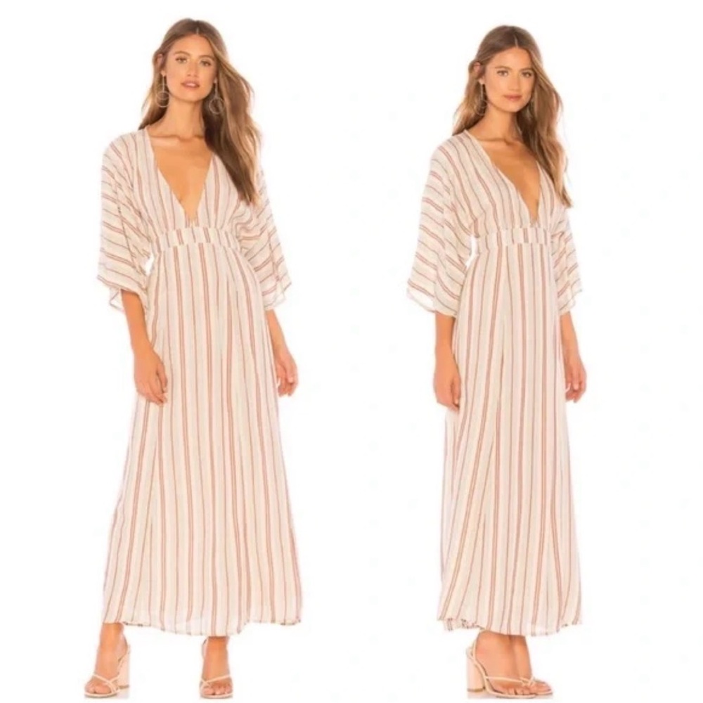 Amuse Society Forever and a Day Striped Maxi Dress with Plunging Neckline